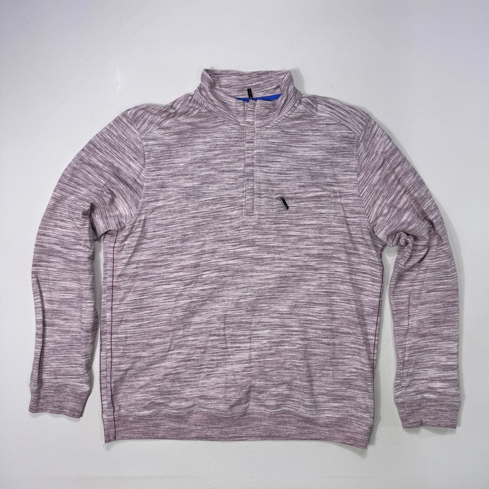 Tommy Bahama Mens Large 1/4 Zip Pullover Sweater Red Heather Logo Outdoor Casual